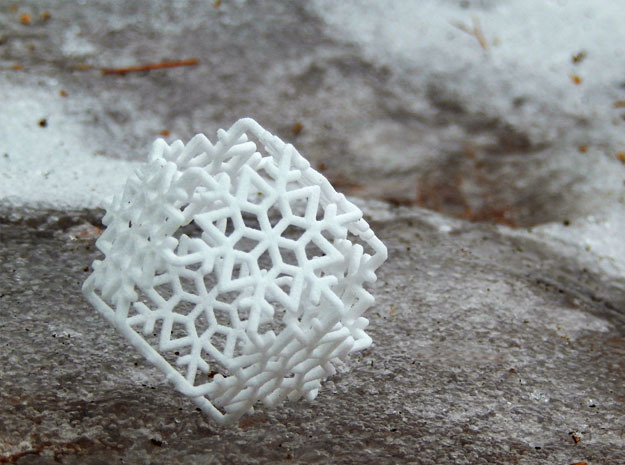 Octahedral Snowflakes 1 in White Natural Versatile Plastic