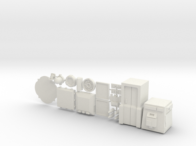 28mm/32mm Sci Fi Furniture And Greebles A in White Natural Versatile Plastic