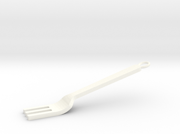 Fork Pendant in White Processed Versatile Plastic
