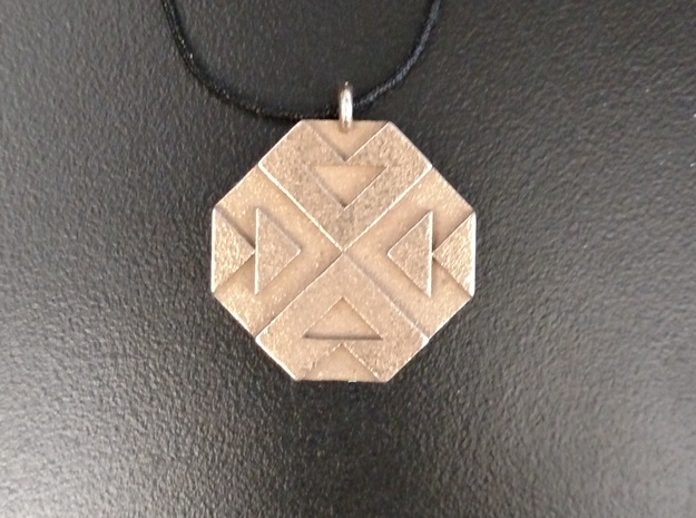 Triangles Pendant in Polished Bronzed Silver Steel