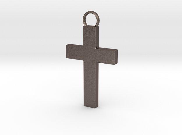 Cross Pendent in Polished Bronzed Silver Steel