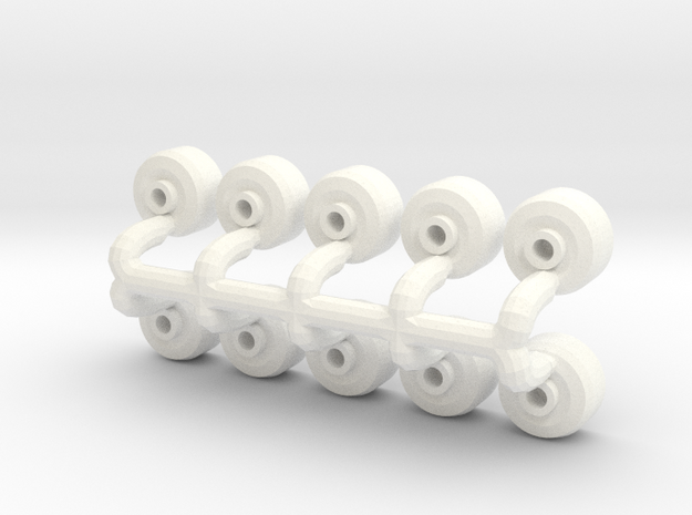 10 Wheels for the Befort Double Header Trailer in White Processed Versatile Plastic
