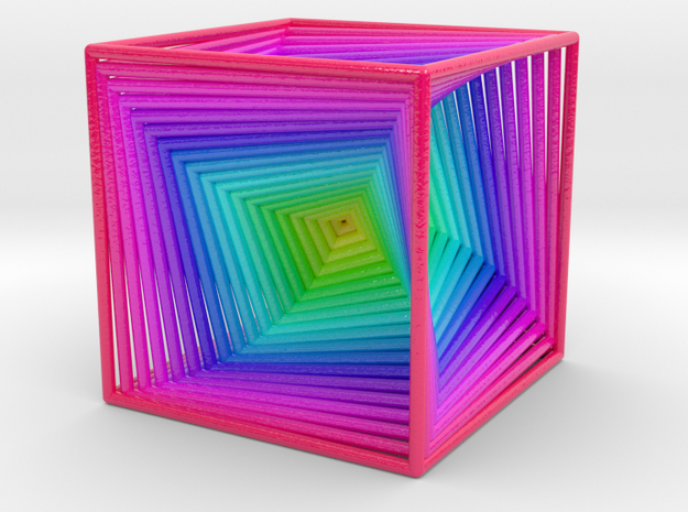 0299 Cube Line Design (full color, 5.5 cm) #003 in Glossy Full Color Sandstone