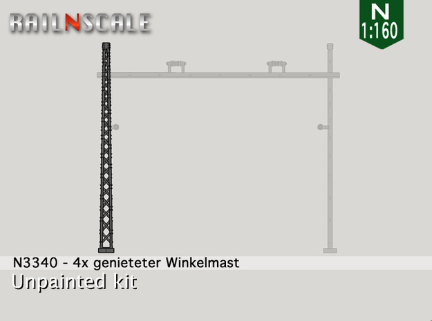 4x genieteter Winkelmast (Epoche I - N 1:160) in Tan Fine Detail Plastic