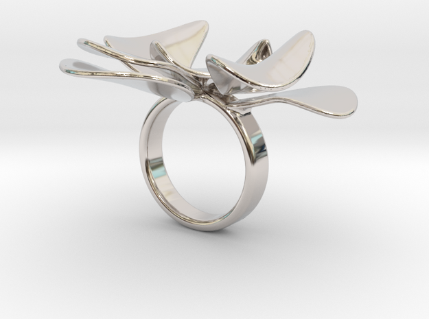 Petals ring - 20 mm in Rhodium Plated Brass