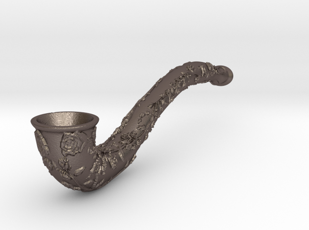 Pipe w Roses in Polished Bronzed Silver Steel