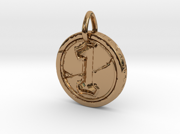Hearth Stone Coin Pendant in Polished Brass