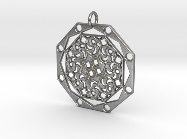 Mandala 10 Pendant in Natural Silver