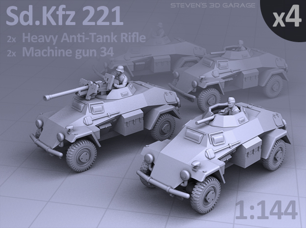 Sd.Kfz 221 (4 pack) in Smooth Fine Detail Plastic
