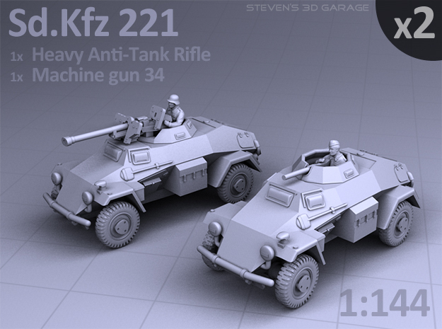 Sd.Kfz 221 (2 pack) in Smooth Fine Detail Plastic