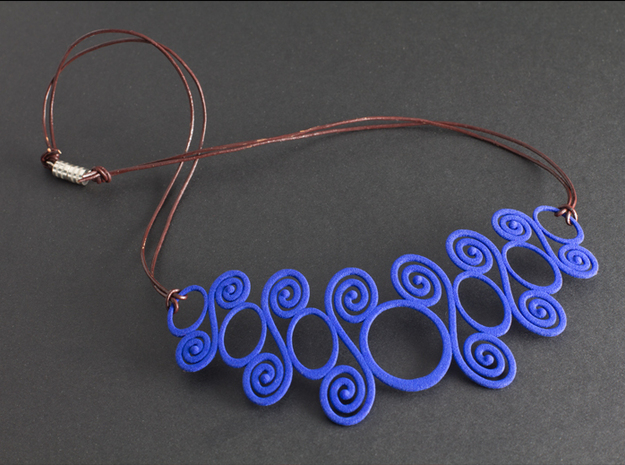 Spirals & Circles Necklace in Blue Processed Versatile Plastic