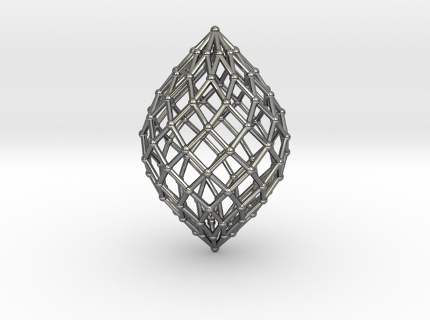  0516 Polar Zonohedron V&E [11] #002 in Fine Detail Polished Silver