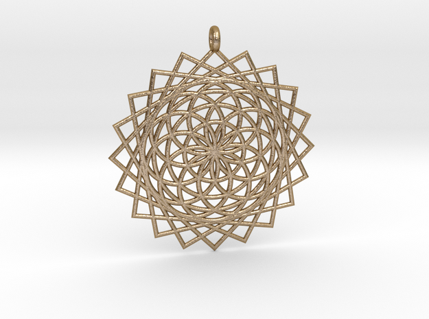Flower of Life - Pendant 5 in Polished Gold Steel