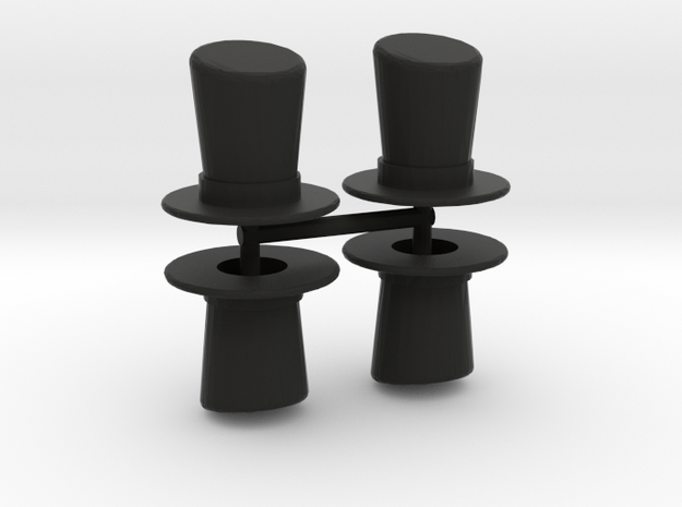 Top Hat Boardgame Counters (x4) in Black Natural Versatile Plastic