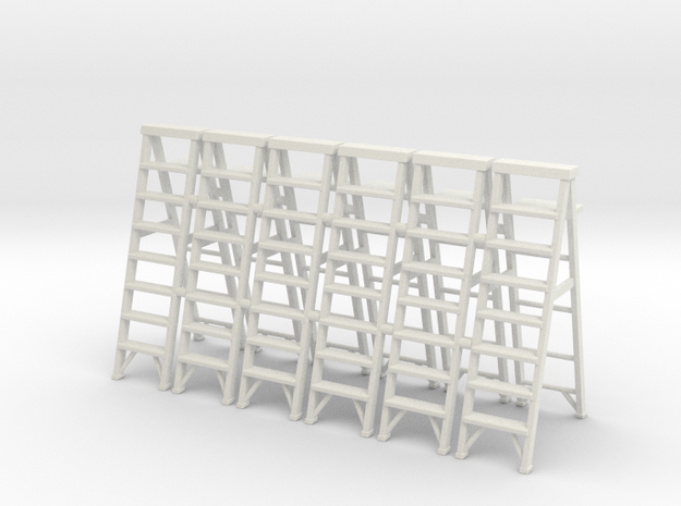 Stepladder 02.  O Scale  (1:43) in White Natural Versatile Plastic