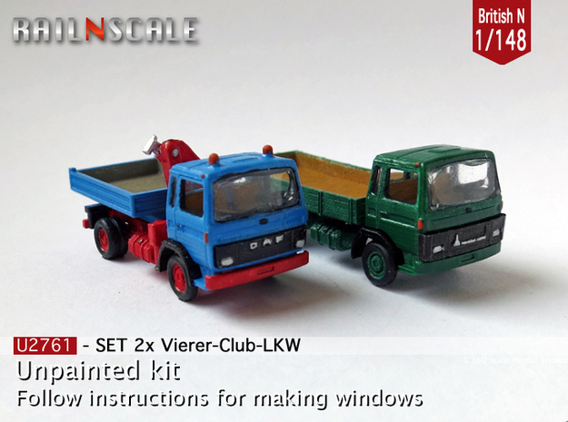 SET 2x Club-of-4 lorries (British N 1:148) in Tan Fine Detail Plastic