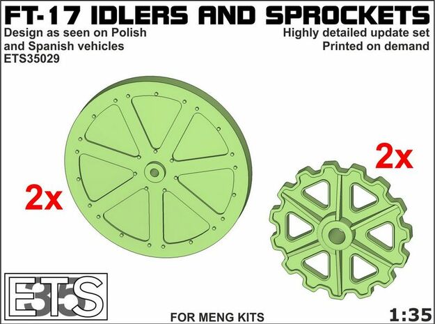 ETS35029 - FT17 - Idlers & Sprockets [1:35] in Tan Fine Detail Plastic