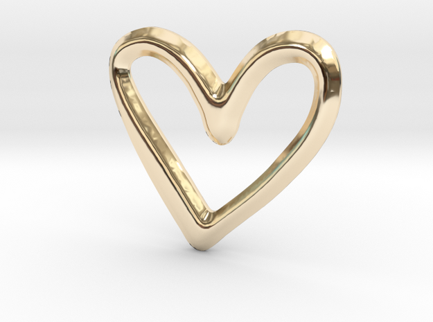 Open Heart Pendant/Charm - 16mm in 14K Yellow Gold