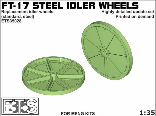 ETS35028 - FT17 - Steel Idler Wheels  [1:35] in Tan Fine Detail Plastic