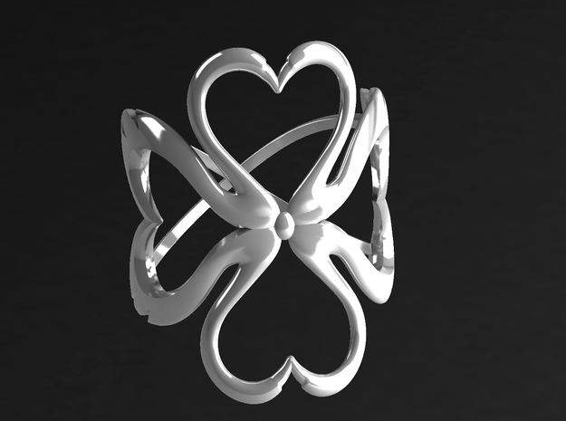 Swan-Heart Ring (small) in Polished Silver