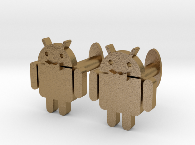 Android Cufflinks 2x  in Polished Gold Steel