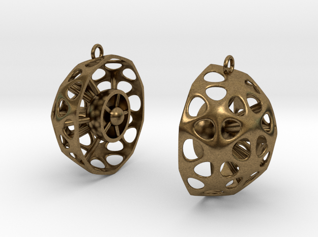 Diatom Earrings 02 in Natural Bronze