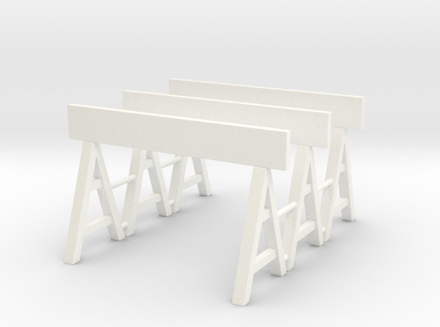 Traffic Barrier 01. 1:24 Scale in White Processed Versatile Plastic