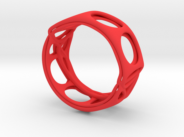 Voronoi Alphabet Bracelet (002) in Red Processed Versatile Plastic