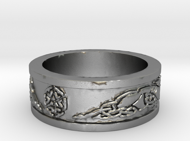 Norse Shield Ring Size 12.5 in Natural Silver