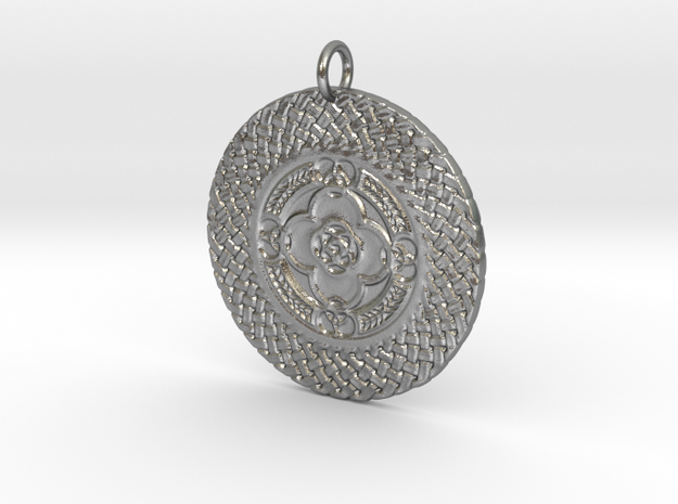 Celtic Shield Medallion in Natural Silver