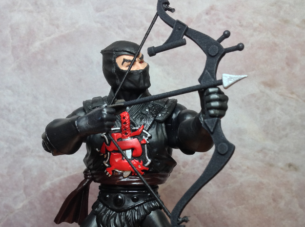 Ninja Bow & 3 Arrows in Black Natural Versatile Plastic