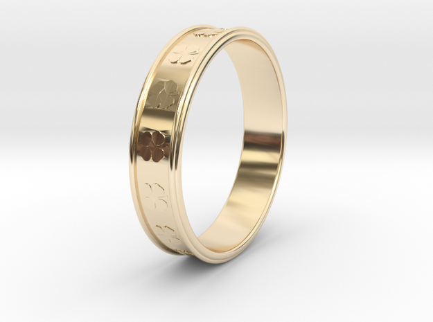 Ø0.781 inch/Ø19.84 Mm Clover Ring in 14k Gold Plated Brass