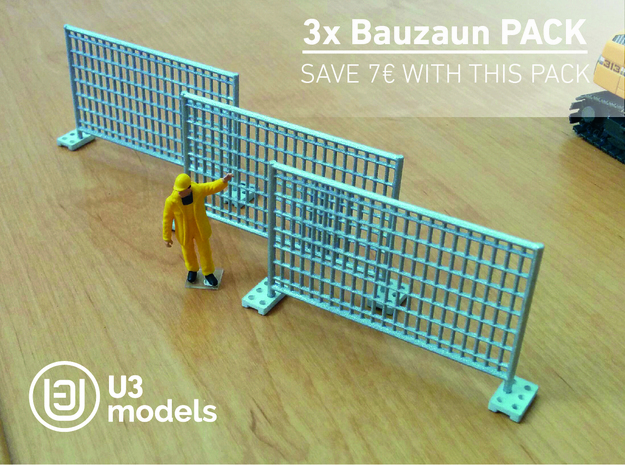 3X Pack 1:50 Bauzaun / Construction fence