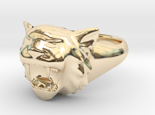 Awesome Tiger Ring Size11 in 14K Yellow Gold