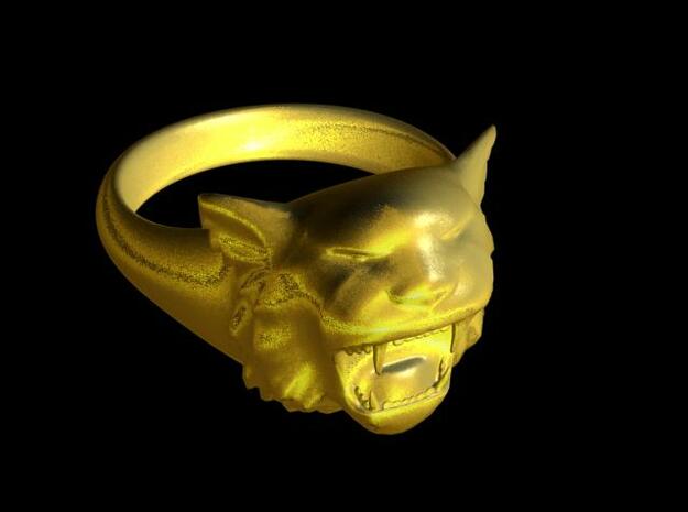 Awesome Tiger Ring Size 9 in 14K Yellow Gold
