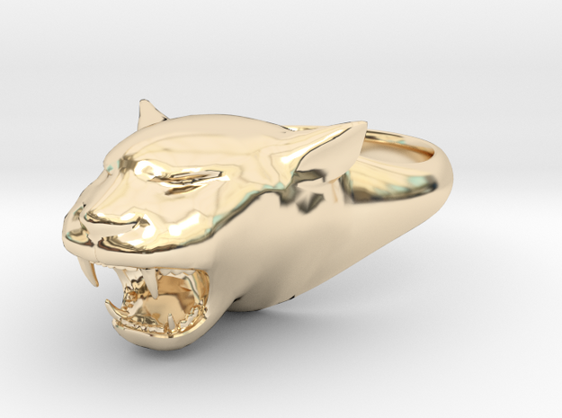 Cougar-Puma Ring , Mountain lion Ring Size 11 in 14K Yellow Gold