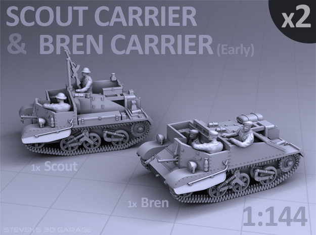 Scout and Bren Carrier  (2 pack) in Smooth Fine Detail Plastic