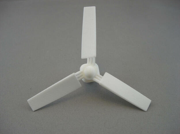 Chopstick Windmill - Western 3 blades in White Natural Versatile Plastic