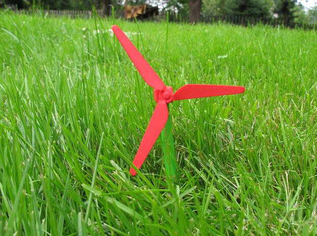 Chopstick Windmill - Slim blades in Red Processed Versatile Plastic