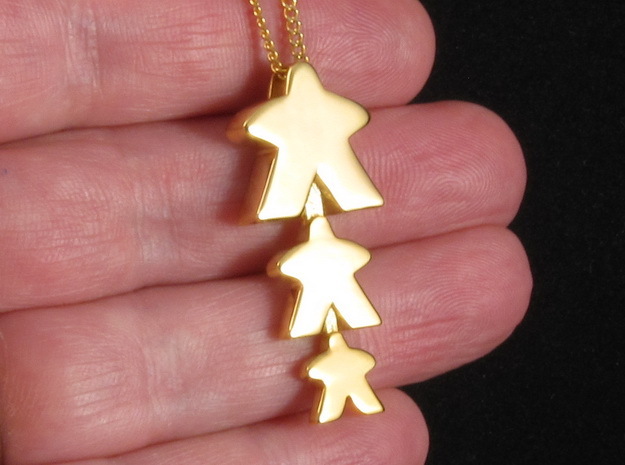 Meeple Pendant "threeple" in 18k Gold Plated Brass