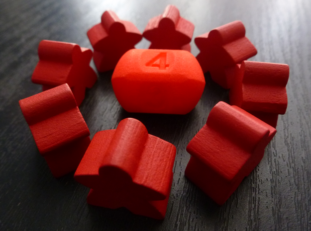 Four sided roller die in Red Processed Versatile Plastic