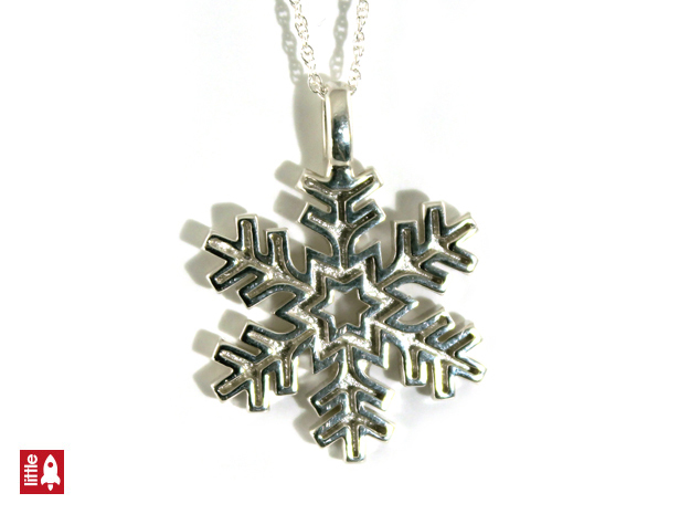 Snowflake with border in Polished Silver