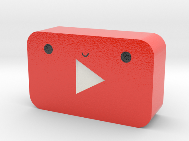 Kawaii Youtube Play Button in Glossy Full Color Sandstone