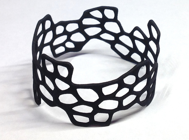 Cells Bracelet (open, 64mm) in Black Natural Versatile Plastic