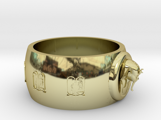 Ø0.698 inch/Ø17.75 mm Toetanchamon Ring. in 18k Gold Plated Brass