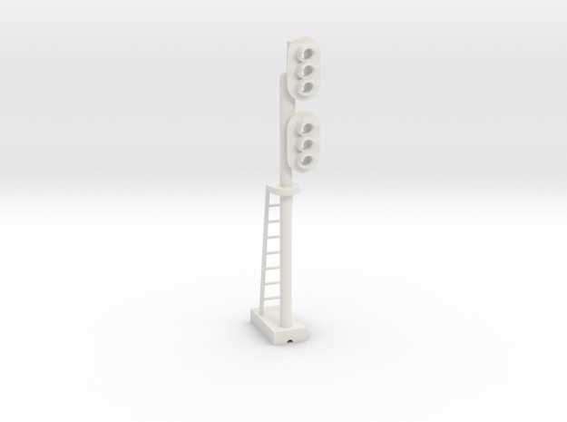 Block Signal Double 3 Light RH - HO 87:1 Scale in White Natural Versatile Plastic