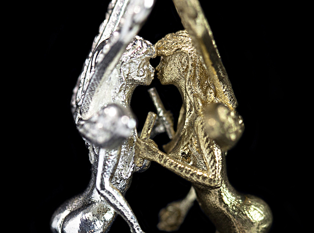 Fairy Pendant - 2 inch (5 cm). in Natural Silver