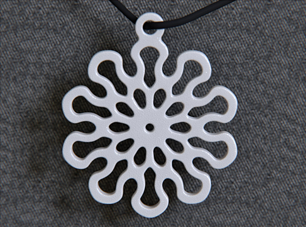 Lotus 10 Mandala Pendant in White Processed Versatile Plastic