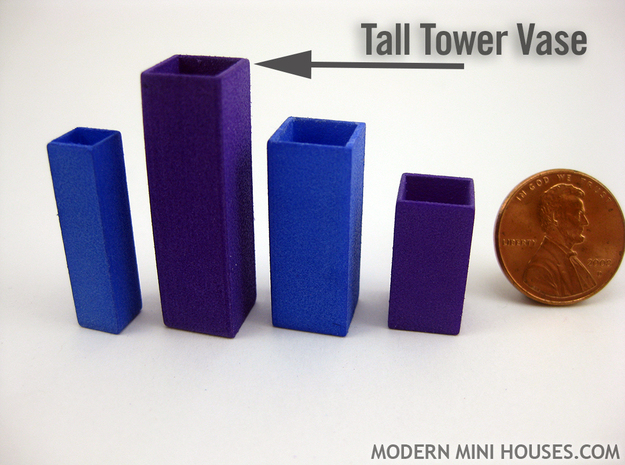 Tower Vase Tall 1:12 scale in White Processed Versatile Plastic