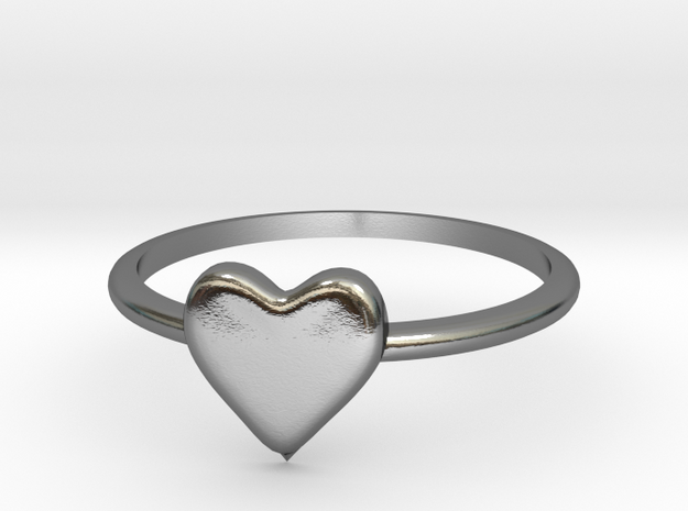 Heart-ring-solid-size-9 in Polished Silver